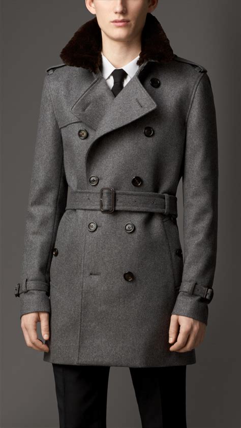 mens burberry fur collar trench coat